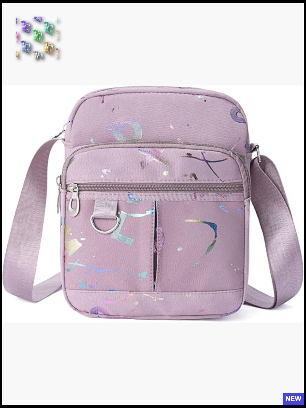 Multi-Pocket Crossbody Bag Lightweight Nylon Shoulder Purse Adjustable Strap - Picture 1 of 6